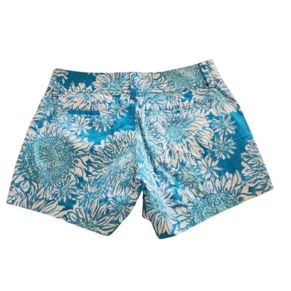 Lilly Pulitzer Callahan Shorts Blue White Floral Chrysanthemum Cotton Size 000